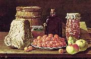 Luis Egidio Melendez Still Life with Fruit and Cheese oil on canvas